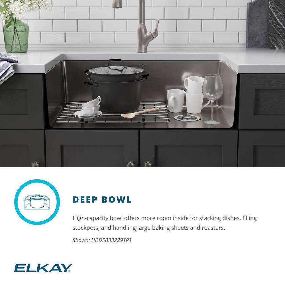 Elkay Avenue 33 in. Drop inUndermount Single Bowl 18 Gauge Stainless Steel Kitchen Sink with Bottom Grid HDDSB33229TR3