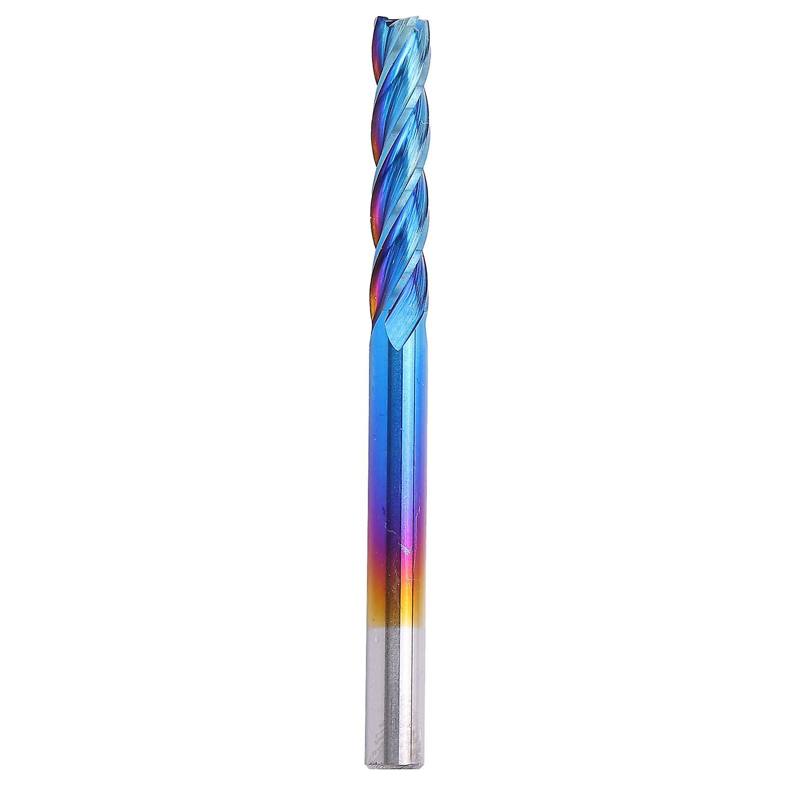 4flute End Mill Tungsten Steel Nanoblue Coating Cnc Straight Handle Milling Cutter3.175 X 3.175 X 15