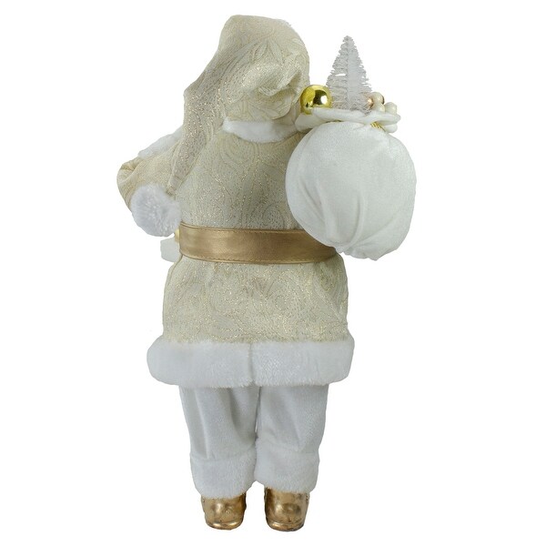 18 Gold and White Standing Santa Christmas Figure with Presents