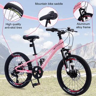 Pink 20 in. Shimano 7-Speed Bike Mountain Bike for Girls and Boys outbikewy03