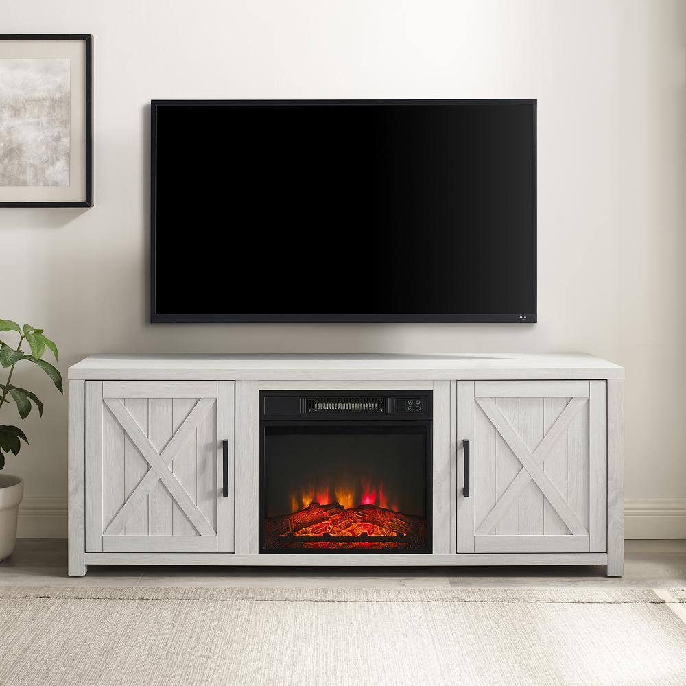 CROSLEY FURNITURE Gordon 58 in. Whitewash TV Stand Fits TV's up to 65 in. with Fireplace KF100758WW