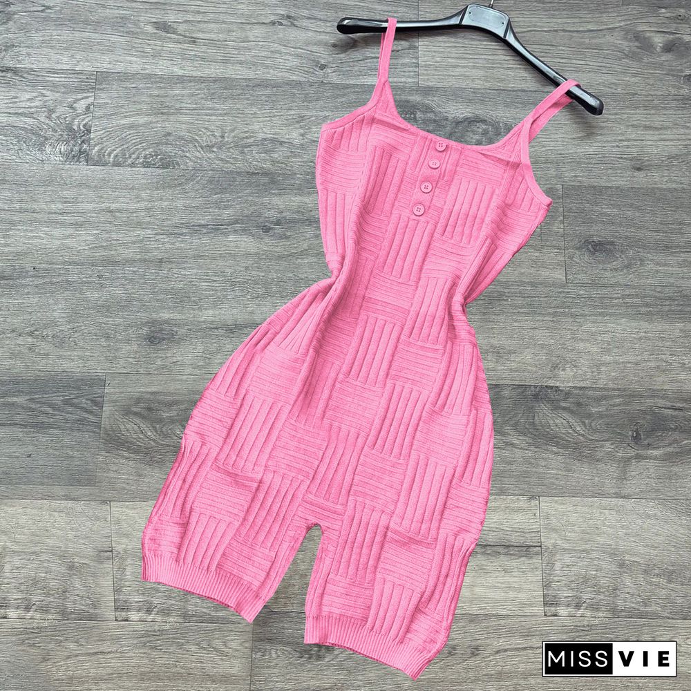 Knitted Wool Spaghetti Strap One Piece Rompers