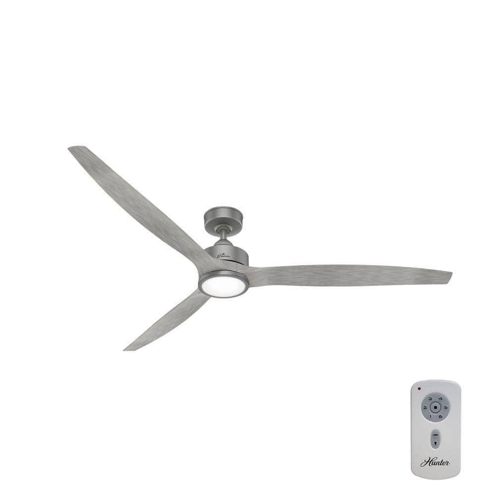 Hunter Park View 72 in Integrated LED IndoorOutdoor Matte Silver Ceiling Fan with Light Kit and Remote