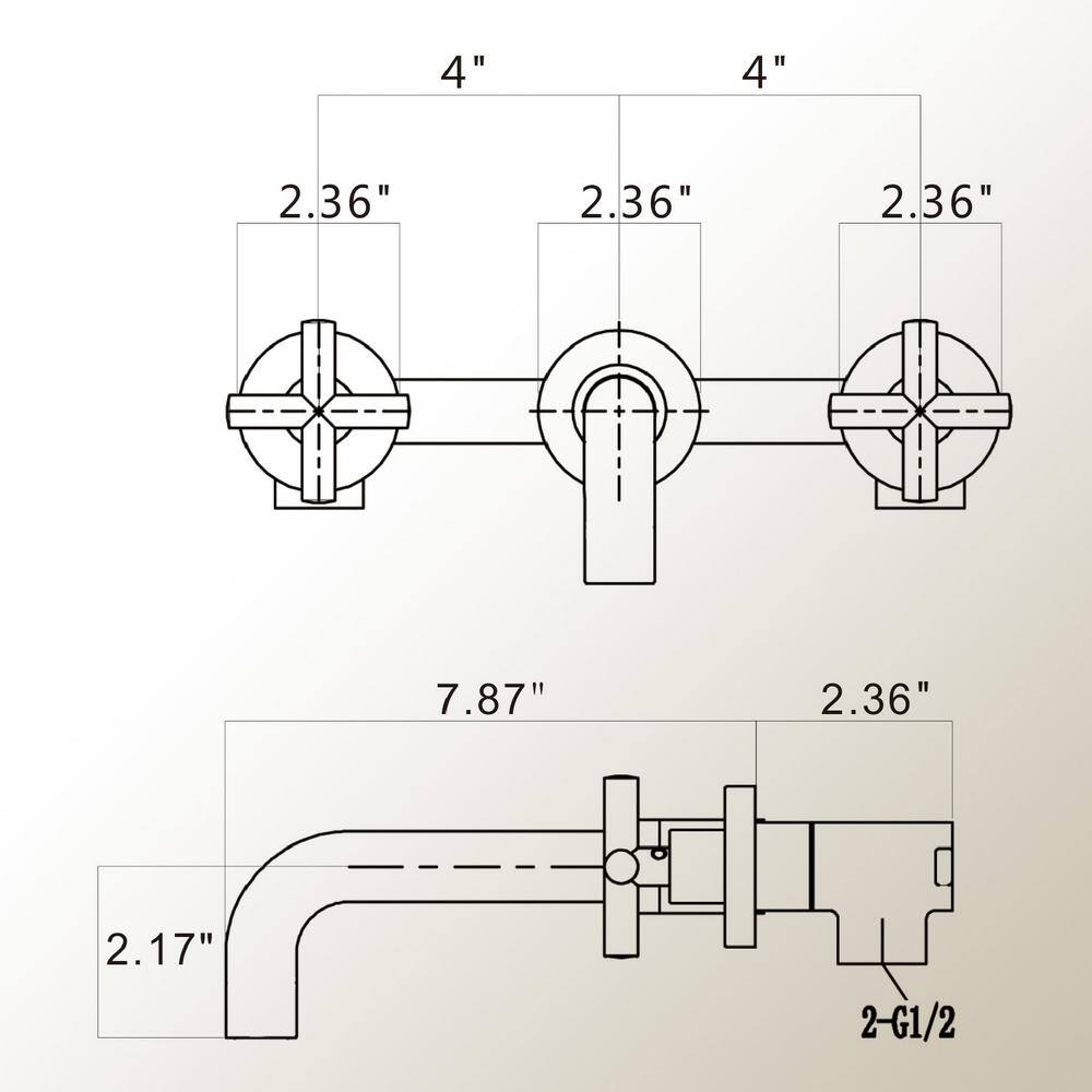 UPIKER Modern Double Handle Wall Mounted Bathroom Faucet with 3 Holes Brass Rough-in Valve in Matte Black UP2301SFB0001