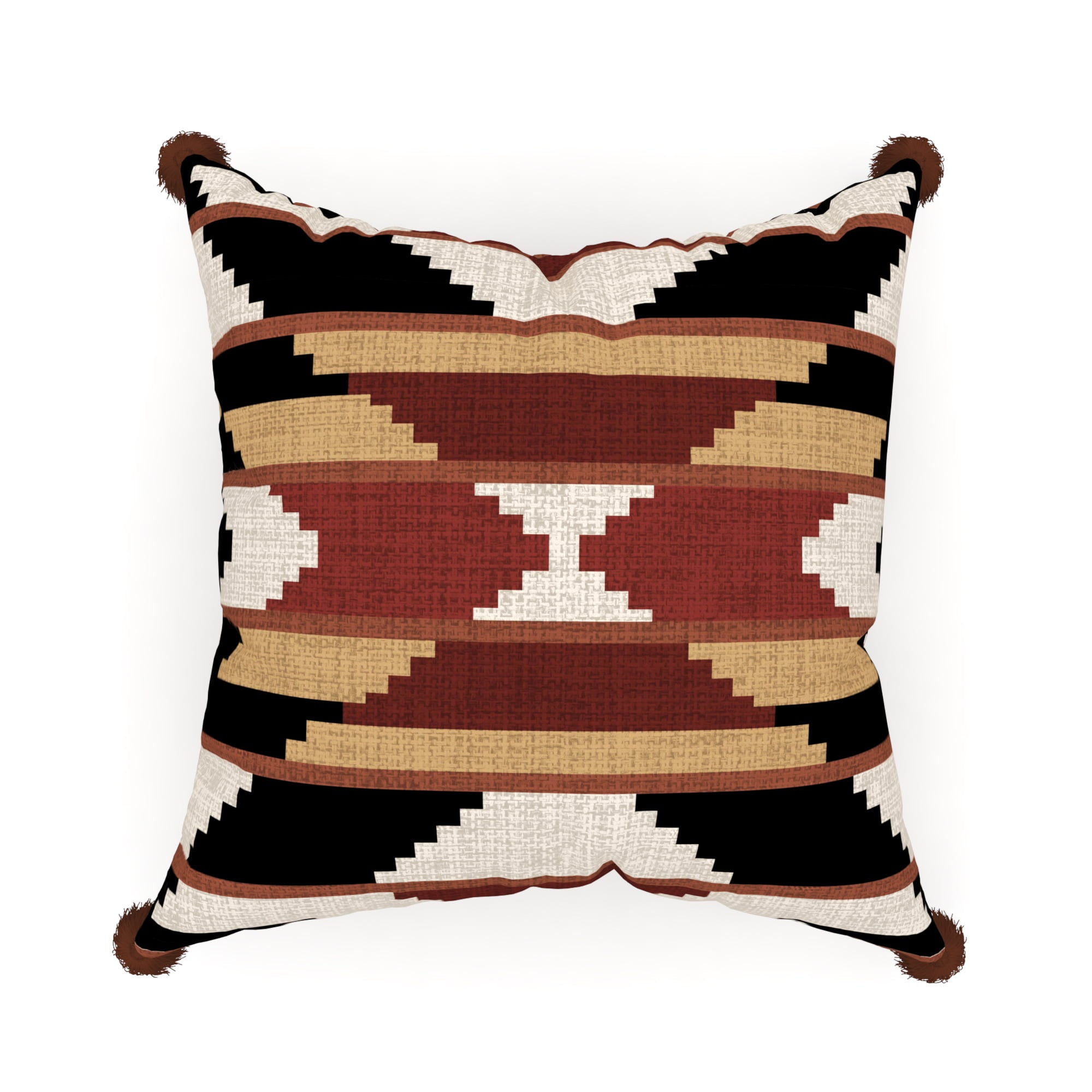 Decorative Throw Pillow Cover, 18” x 18”, Bold Southwest Inspired Textural Print in Red, Tan, and Black on Faux Linen Creating a Comfortable and Stylish Update to any Living Room, Bed, and Sofa