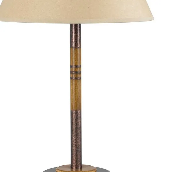 100W Metal Table Lamp with Conical Paper Shade， Set of 4， Bronze