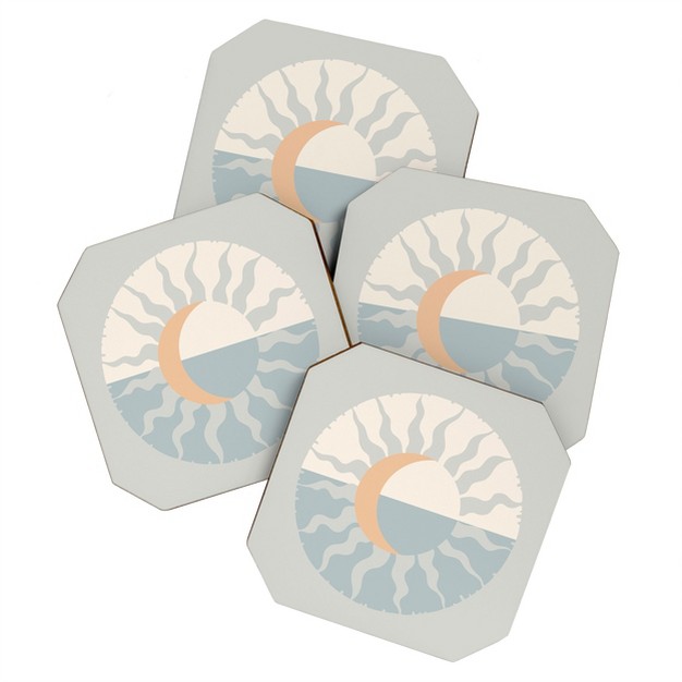 Iveta Abolina Seafoam Sunset Set Of 4 Coasters Deny Designs