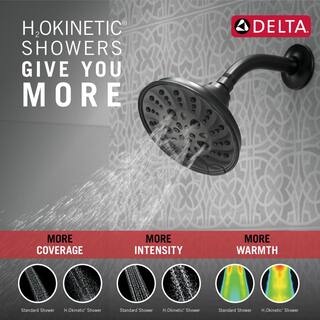 Delta Pivotal 5-Spray Patterns 1.75 GPM 6 in. Wall Mount Fixed Shower Head with H2Okinetic in Matte Black 52669-BL