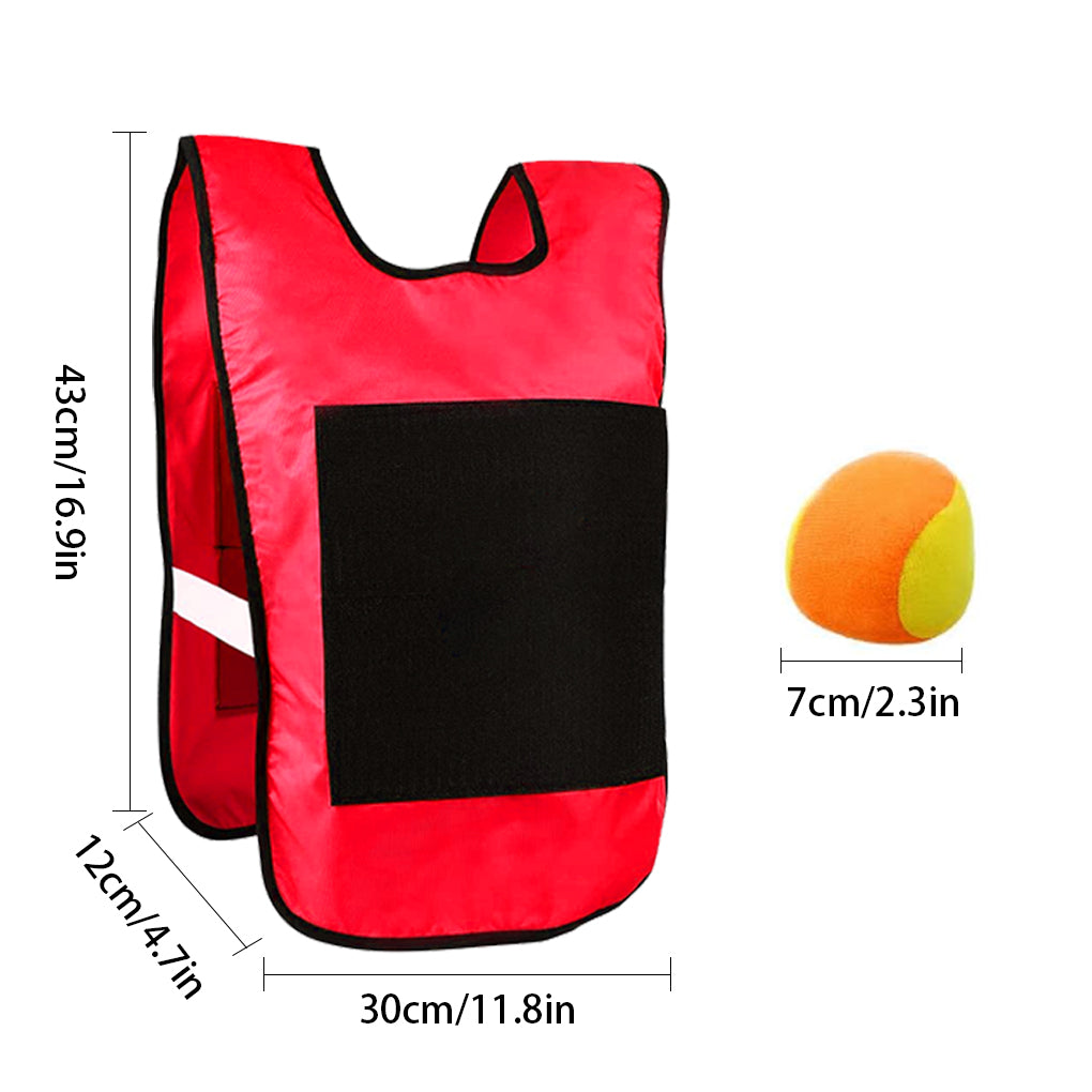 TureClos Dodgeball Sticky Vest Outdoor Throwing Ball and Playing Vest Kit Children Ball Game Accessory， Red