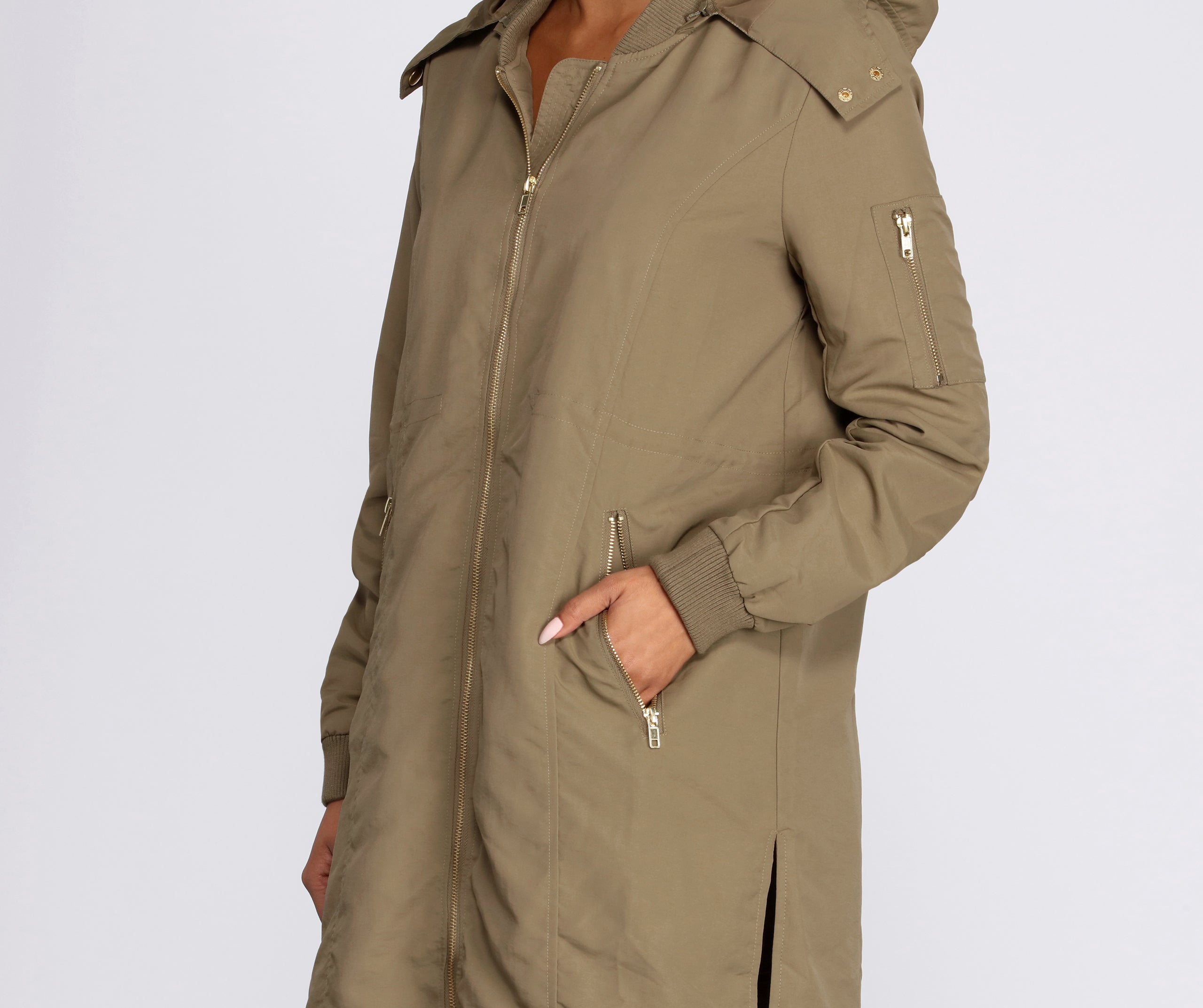 Long Hooded Bomber Jacket