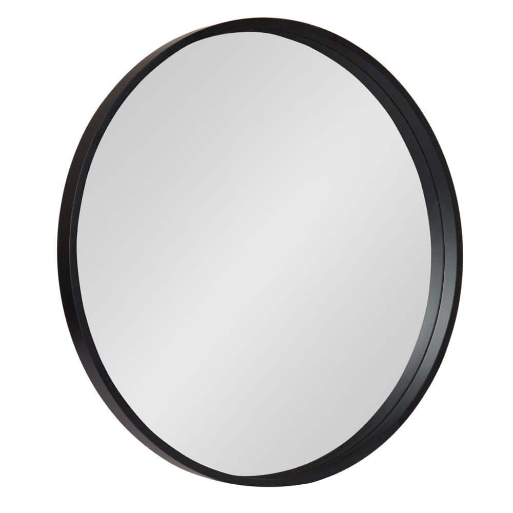 Kate and Laurel Medium Round Black Contemporary Mirror (25.59 in. H x 25.59 in. W) 213122