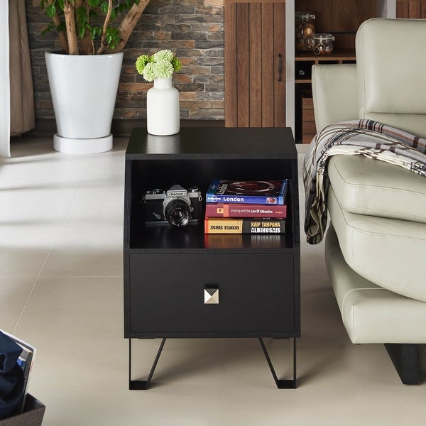 Furniture of America Kara Contemporary Black 16-inch 1-shelf Side Table