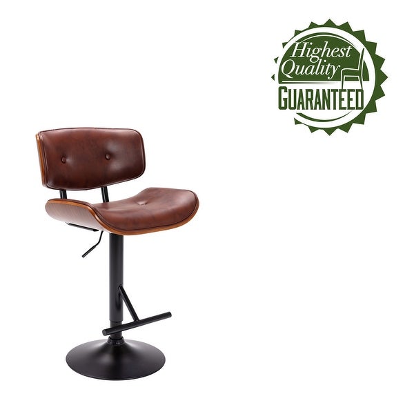 Porthos Home Cian Swivel Height Adjustable Bar Stool， PU Upholstery