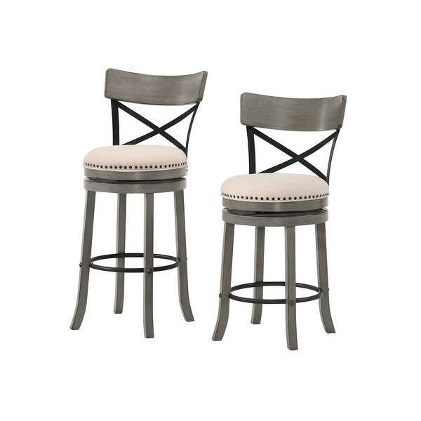 Furniture of America Heidi Modern Farmhouse Swivel Barstools Set of 2