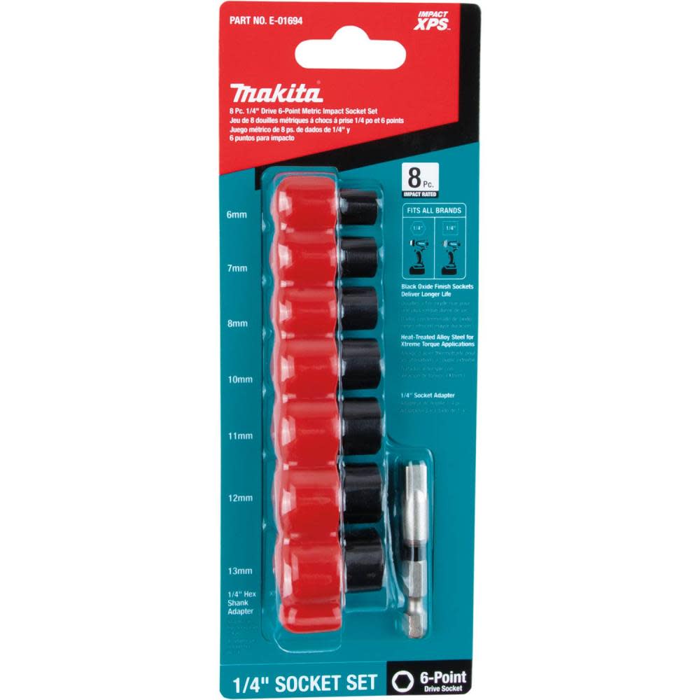 Impact XPS™ 8 Pc. 1/4 Drive 6-Point Metric Impact Socket Set w/ Standard Socket Adapter ;