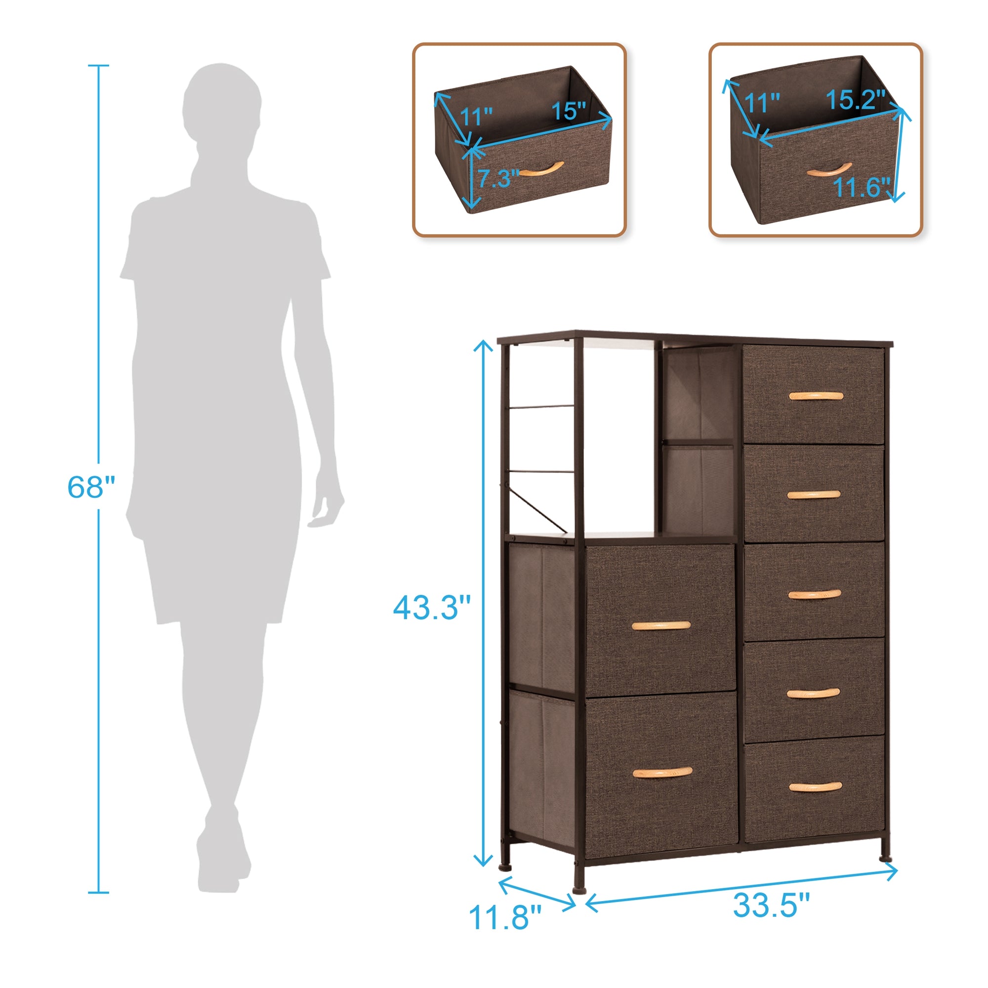 Vredhom 7 Drawers Brown Dresser Vertical Chest