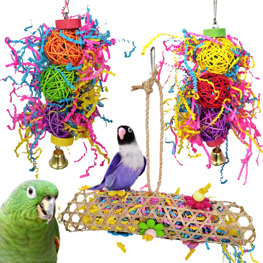 Folzery Pet Bird Parrot Swing Cage Toy Chew Bites Parakeet Cockatiel Conure