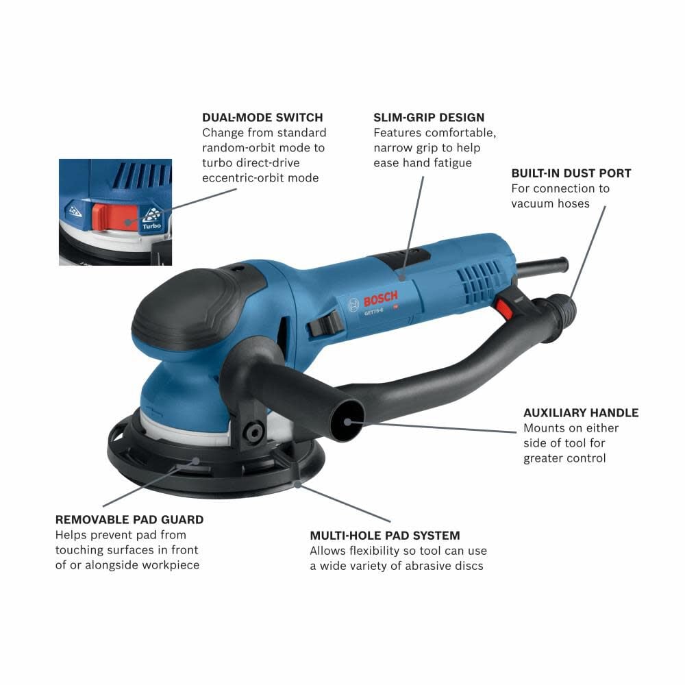 Bosch 6 In. Dual-Mode Random Orbit Sander GET75-6N from Bosch