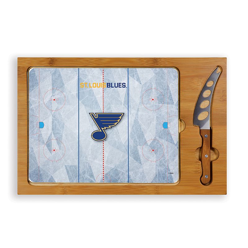 Picnic Time St. Louis Blues Icon Glass Top Cutting Board and Knife Set