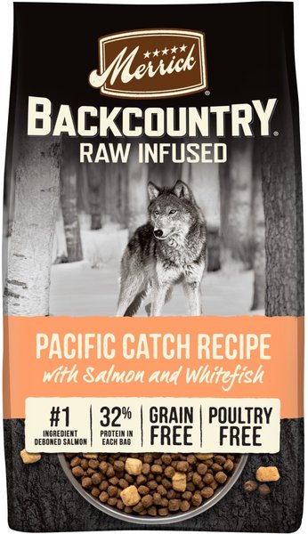 Merrick Backcountry Freeze-Dried Raw Grain-Free Chicken-Free Pacific Catch Recipe Salmon， Whitefish and Trout Dry Dog Food