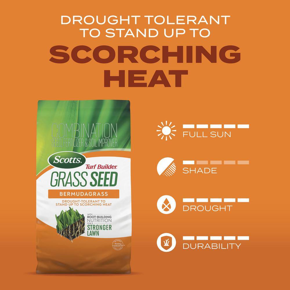 Scotts Turf Builder 4 lbs. Grass Seed Bermudagrass with Fertilizer and Soil Improver Drought-Tolerant 18052