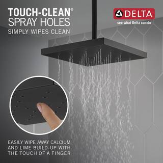 Delta 1-Spray Patterns 1.75 GPM 12 in. Wall Mount Fixed Shower Head with H2Okinetic in Matte Black 52161-BL