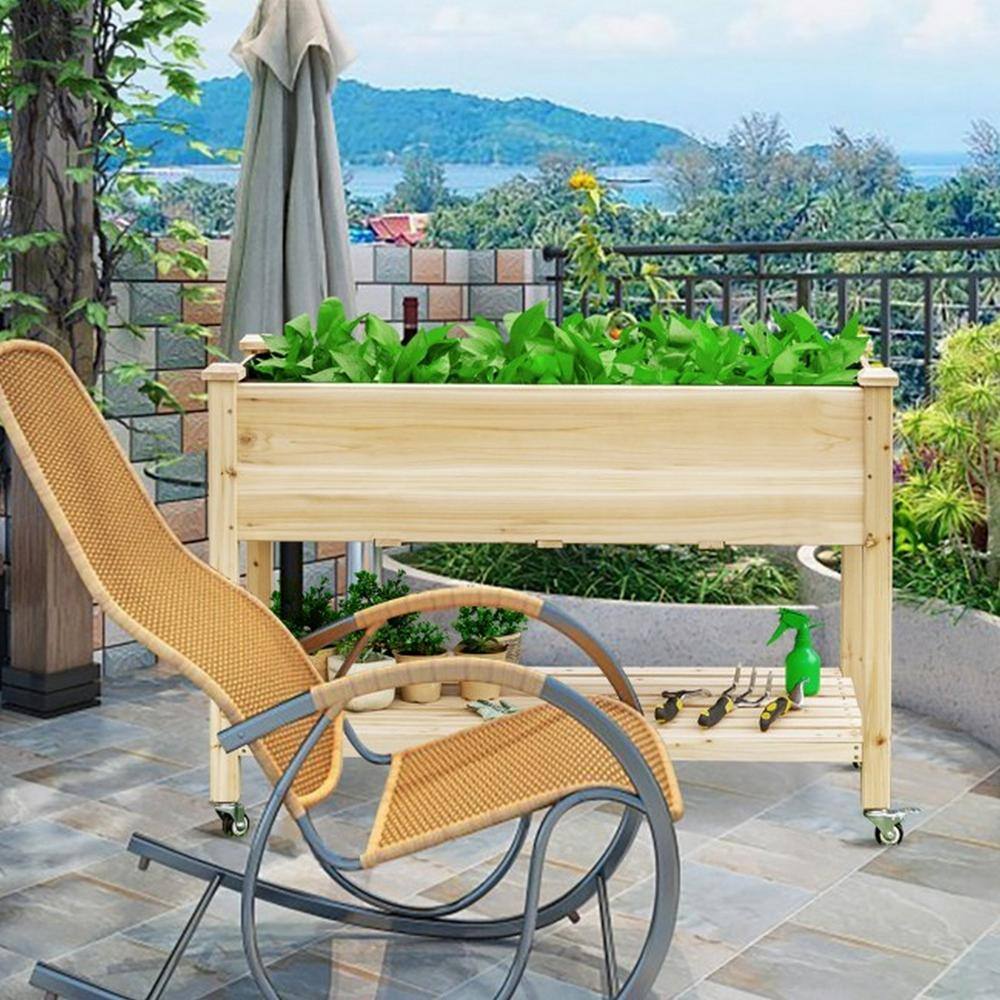 Ejoy 48 in. x 20 in. x 30 in. Wooden Elevated Planter Bed PlanterCarriage_48x30x20