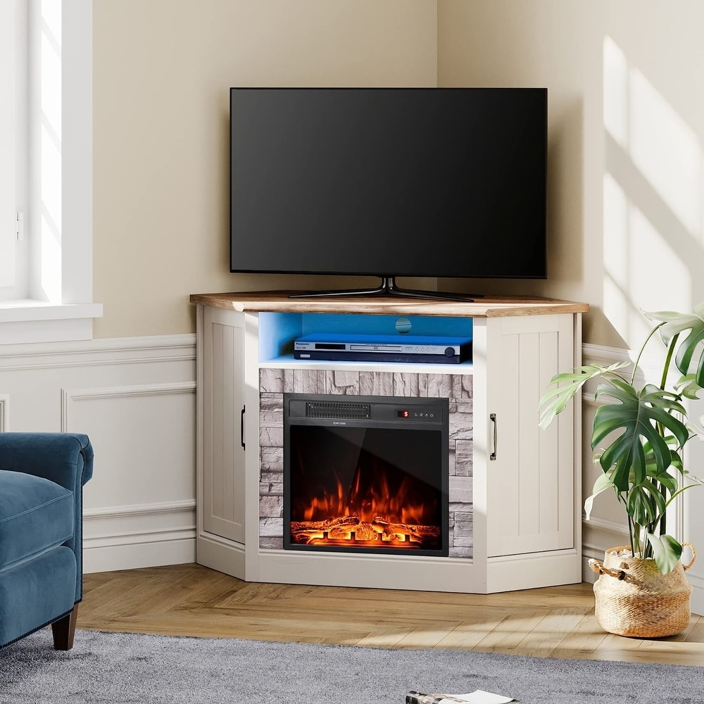 Fireplace Corner TV Stand for 55 Inch TV Entertainment Center 47\