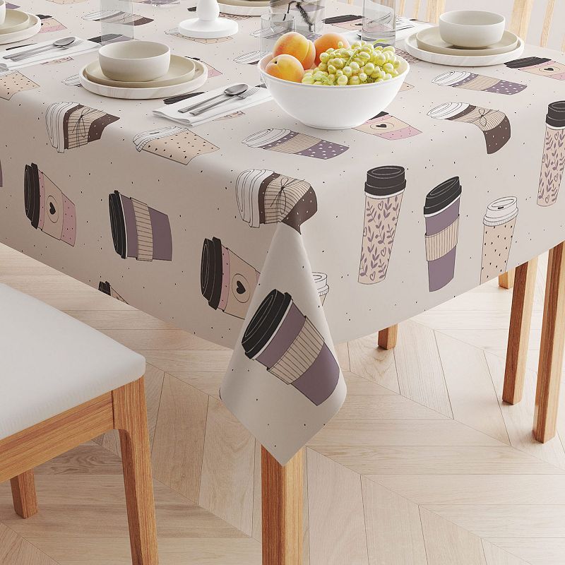 Square Tablecloth， 100% Polyester， 70x70， Coffee To Go