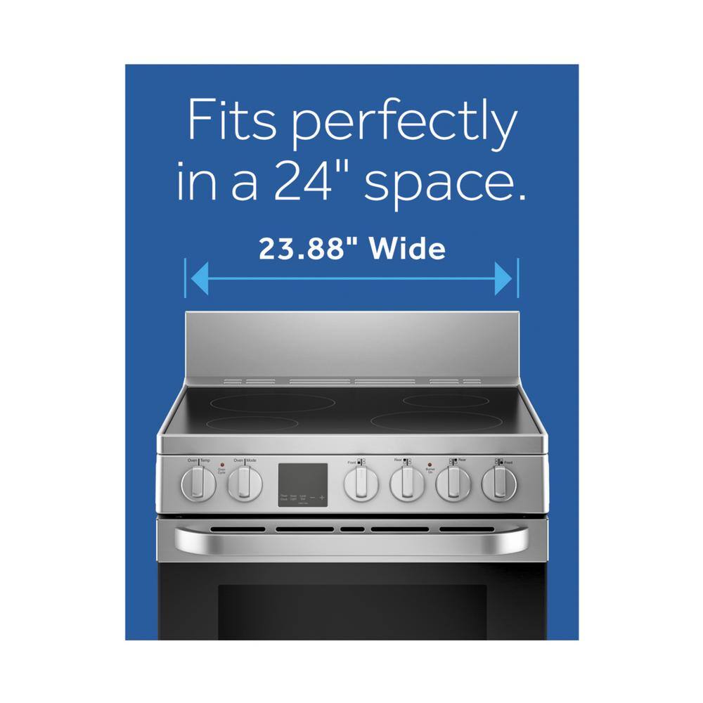 Haier 24 in. 2.9 cu. ft. Electric Range with Self-Cleaning Convection Oven in Stainless Steel QAS740RMSS