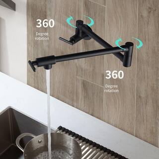 GIVING TREE Wall Mount Pot Filler Faucet Double-Handle in Matte Black XLHDDOTU0014