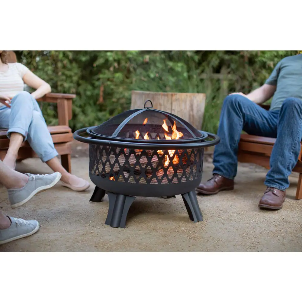 Hampton Bay OFW992RA Piedmont 30 in. Steel Fire Pit in Black with Poker