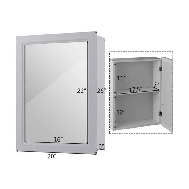 Hivago Wall-Mounted Mirrored Medicine Cabinet-Gray