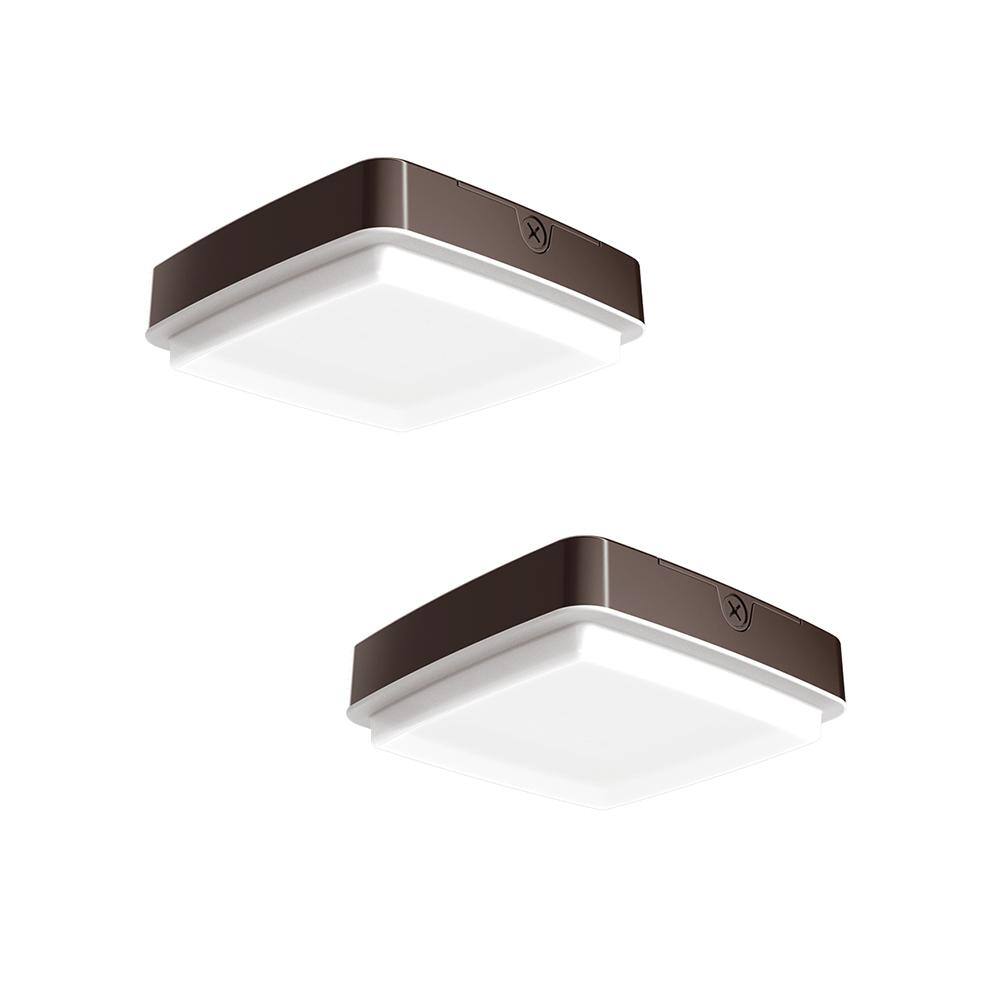 PROBRITE 150W Equivalent Integrated LED Bronze Outdoor CanopyCeiling Light 4000 Lumens 4000K (2-Pack) HELX35-4K-BZ-2PK