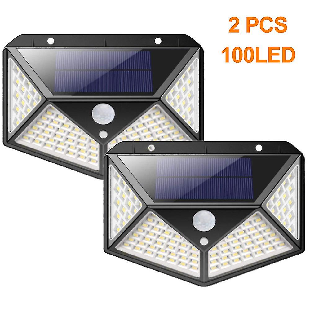 2 Pieces Of Solar Lamps For Outside， 100 Led Super Bright Solar Lamp