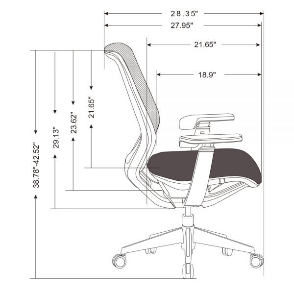 WorkPro Sentrix Ergonomic Mesh/Fabric Mid-Back Manager's Chair， 3D Arms， Black， BIFMA Certified