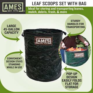 Ames Leaf Collecting Tool Set with Garden Claws and Collapsible Garden Waste Bag for Leaves Mulch and Other Debris 20212223