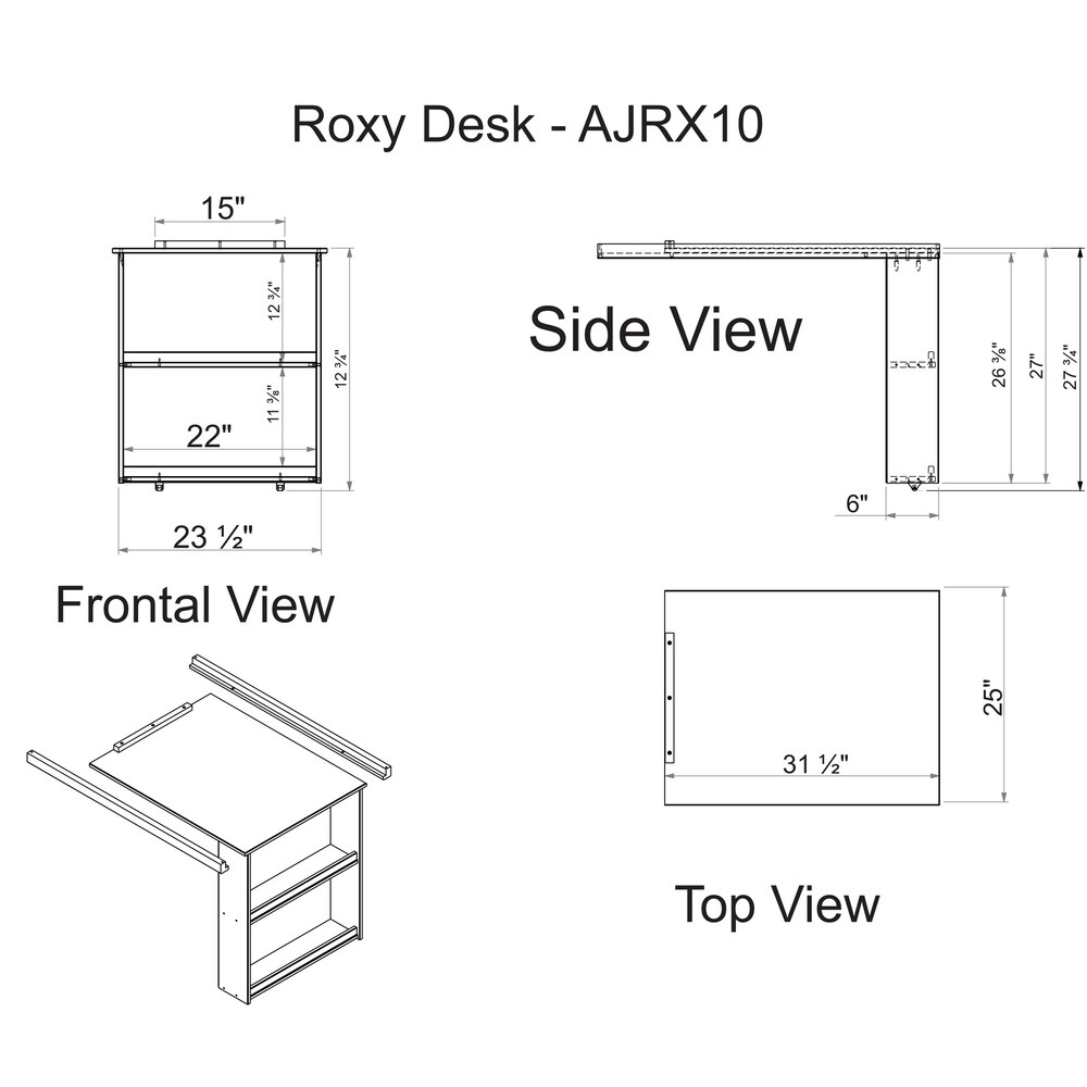 Roxy Solid Wood Junior Loft Bed with Desk  Shelving  and Bookcase