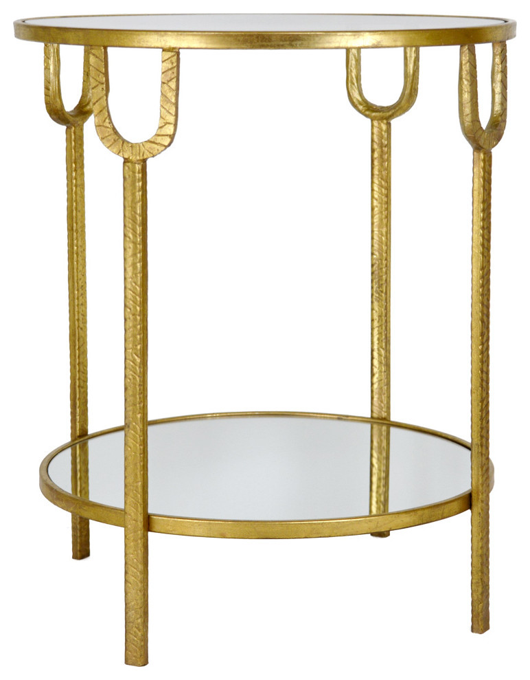 Samiha Gold Round Side Table   Contemporary   Side Tables And End Tables   by Peachtree Fine Furniture  Houzz