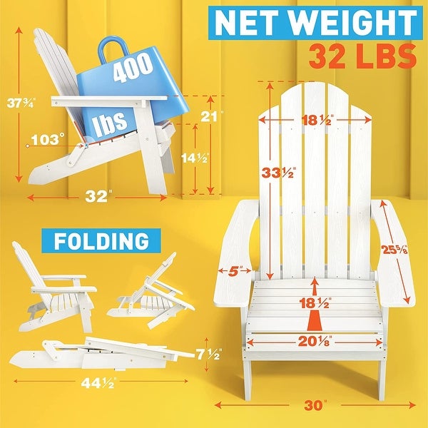 WINSOON 2-Piece All Weather HIPS Outdoor Folding Adirondack Chair and Table set - Overstock - 35569811