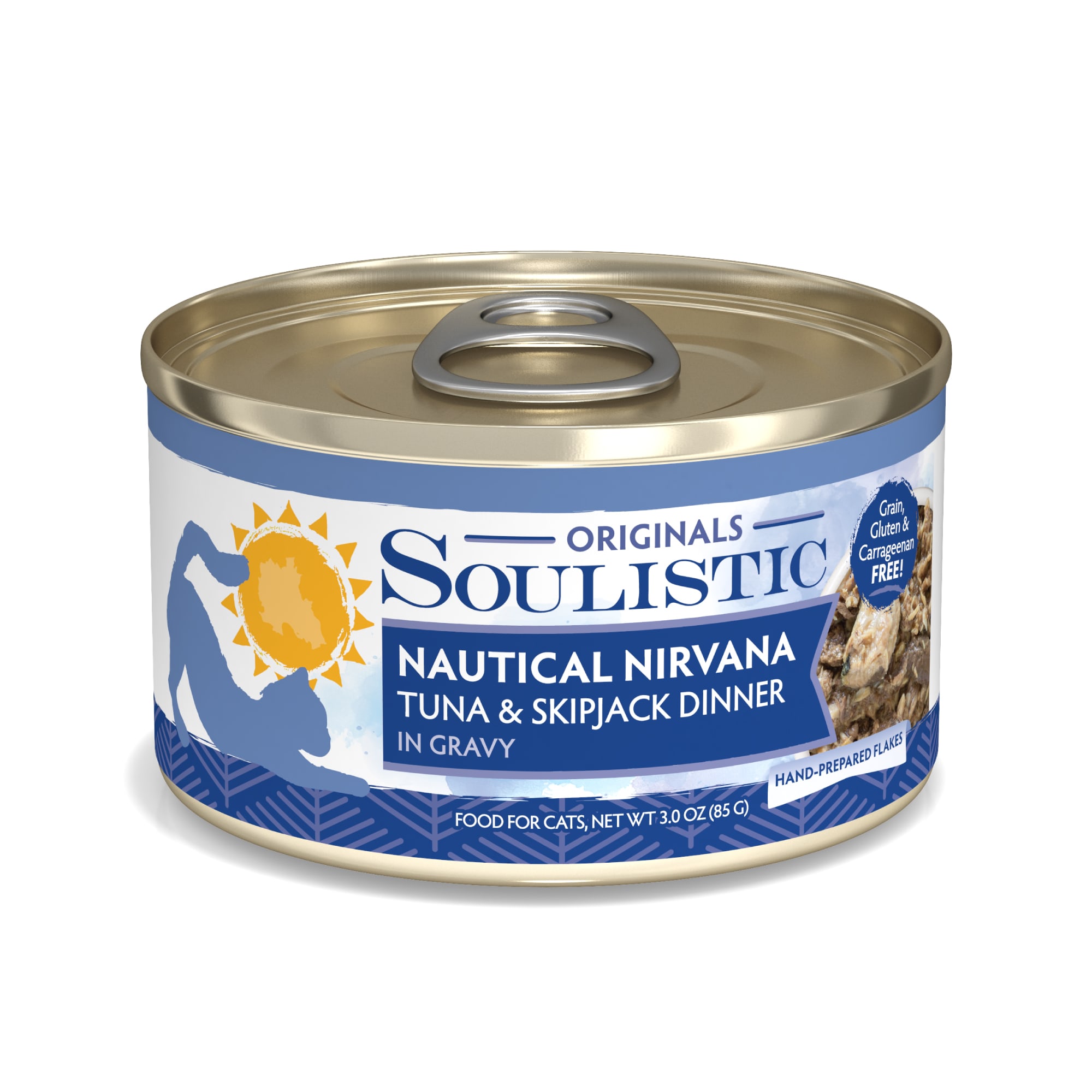 Soulistic Originals Nautical Nirvana Tuna  Skipjack Dinner in Gravy Wet Cat Food， 3 oz.， Case of 12