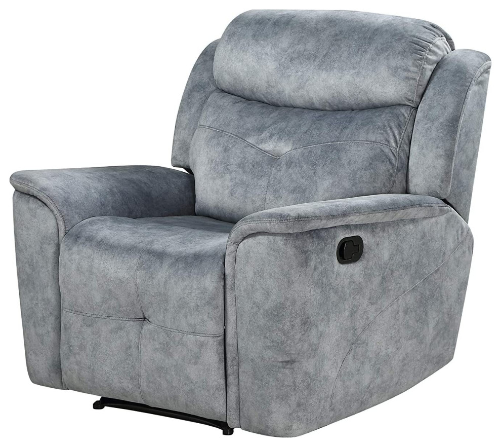 Modern Recliner Chair  Manual Mechanism With Tight Cushion Backrest  Silver Gray   Contemporary   Recliner Chairs   by Declusia  Houzz