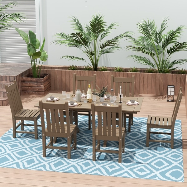 Polytrends Laguna Hdpe All Weather Outdoor Patio Dining Set with Rectangular Table，Armless Dining Chairs (7Piece Set)