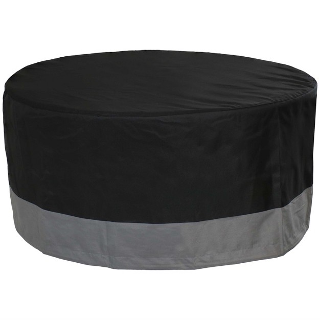 Sunnydaze Outdoor Heavy duty Weather resistant 300d Polyester Round 2 tone Fire Pit Cover Gray And Black