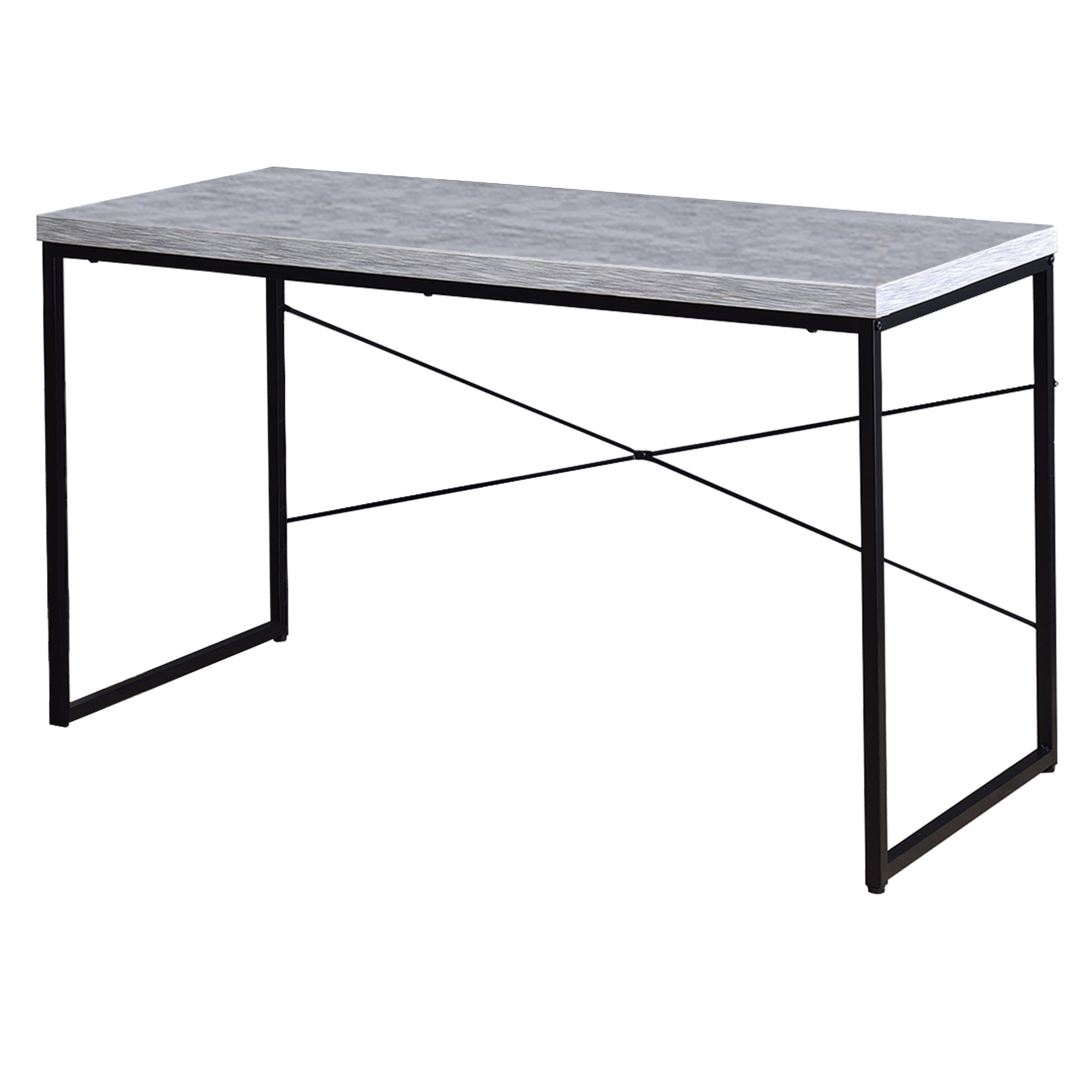 Sled Base Rectangular Table with X shape Back and Wood Top， White and Black - 28 H x 22 W x 47 L Inches