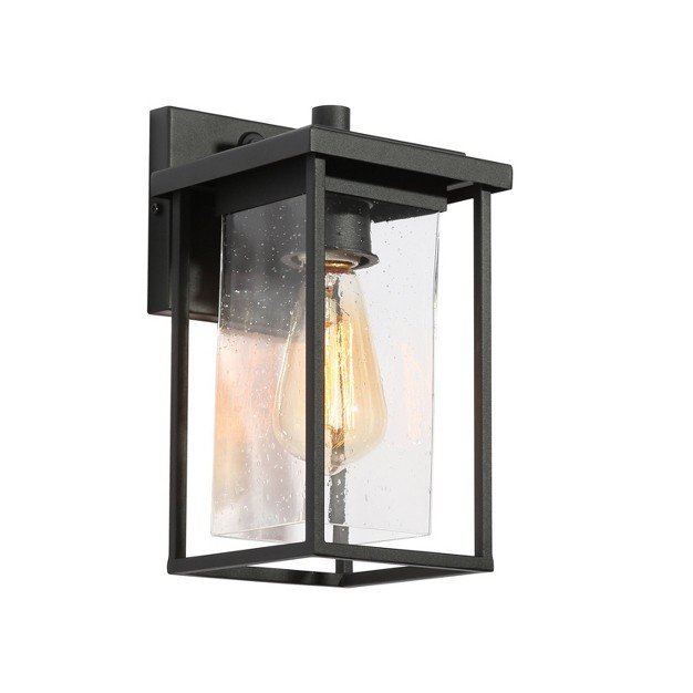 Metal seeded Glass Square Modern Outdoor Wall Light Black Lnc