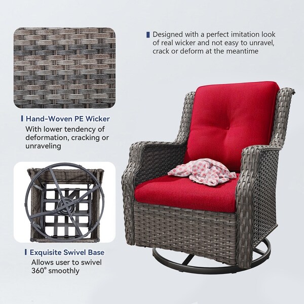 Cozywor Wicker Patio Outdoor Lounge Chair Swivel Rocking Chair (Set of 1)