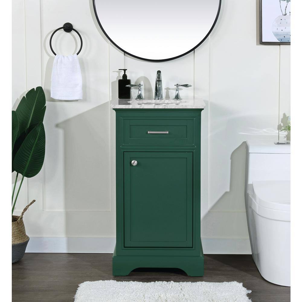 Simply Living 19 in. W x 19 in. D x 35 in. H Bath Vanity in Green with Carrara White Marble Top SL45057GN