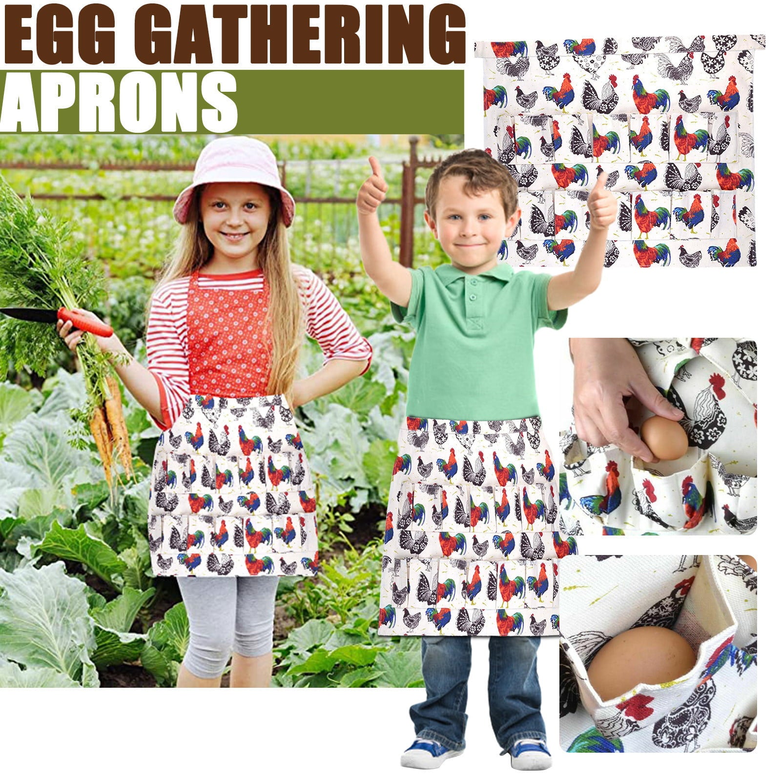 Home Life Boys Girls Fashion Collecting Apron Pockets Holds Chicken Farm Home Apron