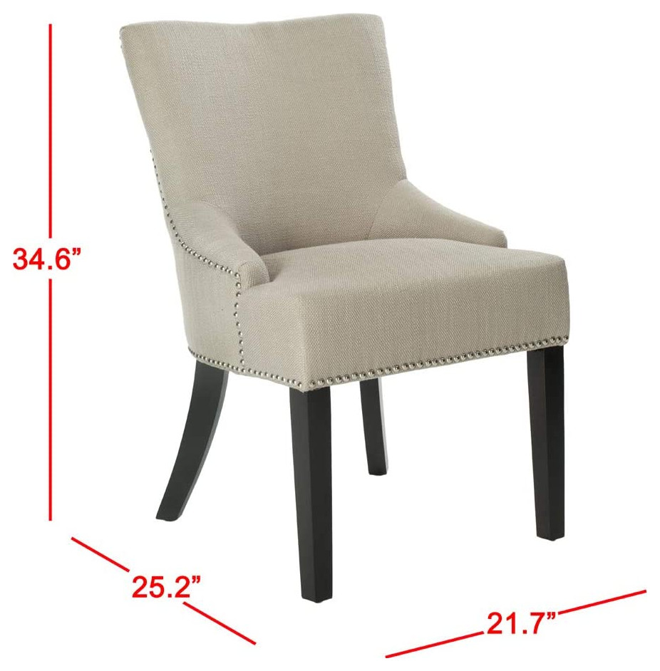 Set of 2 Dining Chair  Padded Seat With Curved Back and Nailhead Trim  Beige   Transitional   Dining Chairs   by Declusia  Houzz